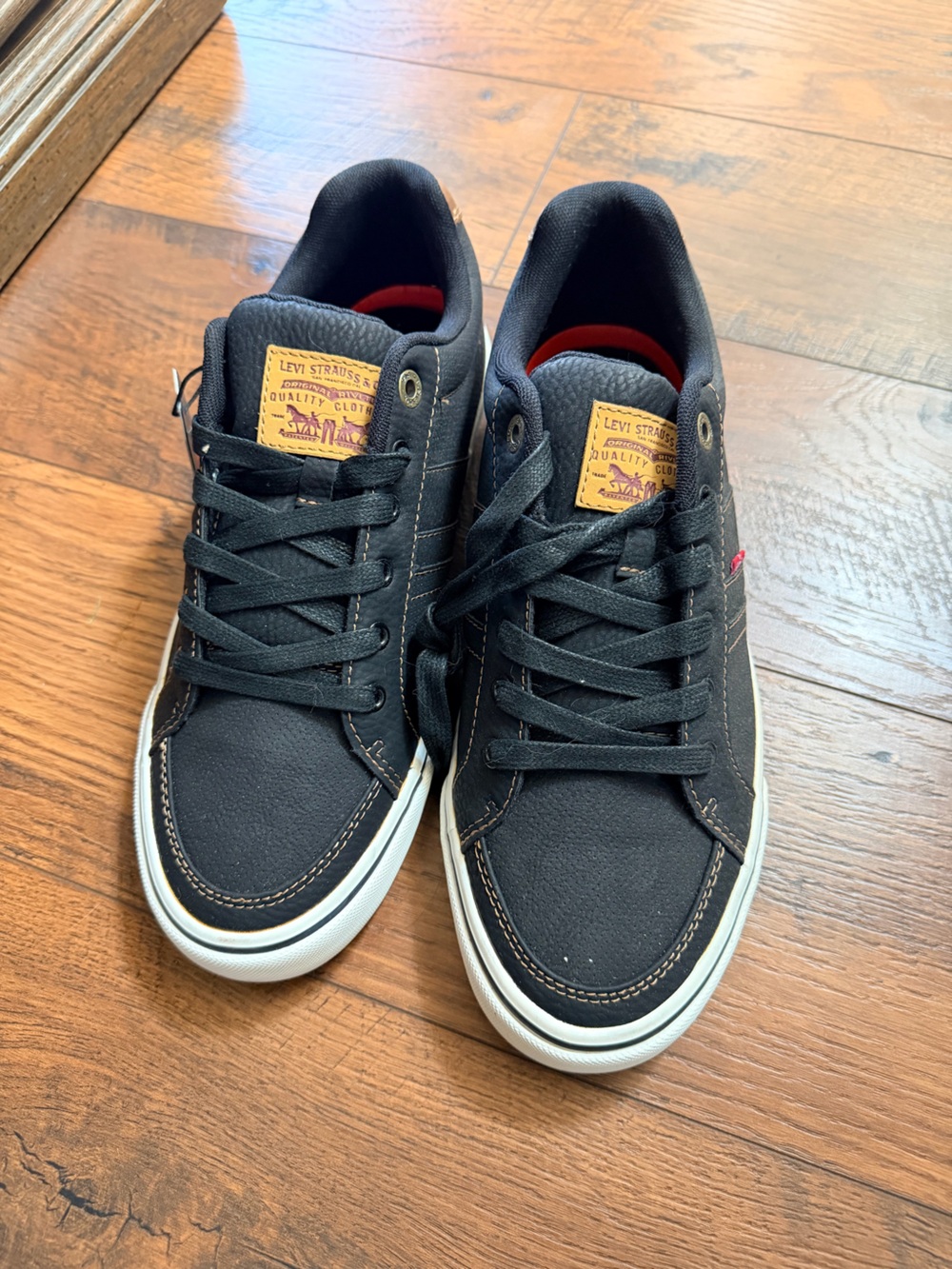 Levi's Black Canvas Low-Top Sneakers with White Sole